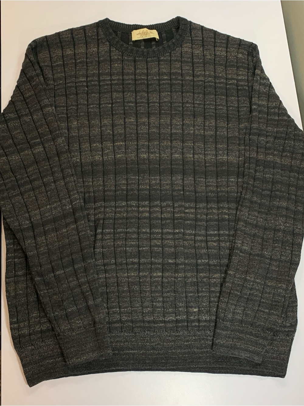 Montechiaro Merino Wool Sweater Mens Large Made In Italy Ribbed Knit Old Money